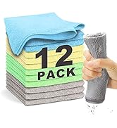 WEAWE Microfiber Cleaning Cloth, Rags for Cleaning 12 Pack, Reusable and Lint Free Cloth, Will No...