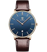 L LAVAREDO Watch for Men, Extremely Thin Mens Watches, Minimalist Analog Men's Leather Wrist Watc...