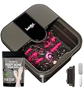 Beinilai Collapsible Foot Spa Bath with Heat,Bubble,Massage Rollers, Tea Tree Oil Foot Soak with ...