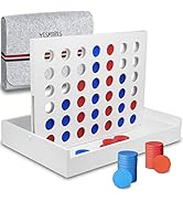 YESMARKS Wooden 4-in-a-Row Game Tic Tac Toe Tabletop Board Set for Family Picnic Camping Party Wh...