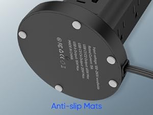 There are five anti-slip rubber pads on the power supply row of the tower.