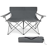 Joyfair Camping Beach Chair (Double-seat), Folding Camp Loveseat for Adults, Heavy Duty Portable ...