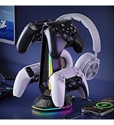 Luckit RGB Headset Stand with 12 Light Modes - Controller Holder for Desk, Gaming Headphones Stan...