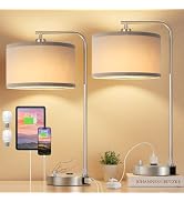 Innqoo Bedside Table Lamps for Bedroom Set of 2-Dimmable Nightstand Lamps with USB Port and Outle...