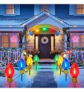 8 Pack C9 Christmas Pathway Lights Waterproof Outdoor LED Lights, 14Ft Christmas Outdoor Decorati...
