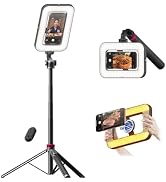 Tripod for iPhone with Light, Portable 15W Ring Light with Stand and Phone Holder for Video Recor...