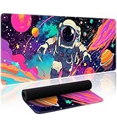 Spaceman Planets Anime Mouse Pad Large Desk Mat XL Mouse Pad Astronaut Keyboard Mousepad with Non...