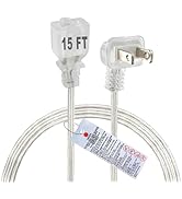 Clear Extension Cord 15 FT, Indoo/Outdoor 2 Prong Extension Cord with Flat Plug, Invisible Slim E...