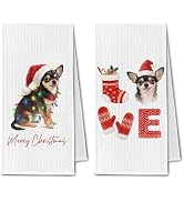 ChissNook Christmas Chihuahua Kitchen Towels, Chihuahua Dog Lover Gifts Dish Towels for Kitchen, ...