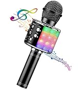 BlueFire 4 in 1 Karaoke Wireless Microphone with LED Lights, Portable Microphone for Kids, Great ...