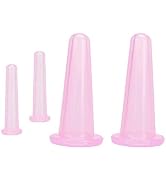 Juroicessry 4 Pieces Pink Facial Cupping Therapy Set Anti Cellulite Silicone Vacuum Cupping Cups ...