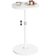 Asgolion Round Side Table, Small Drink Table for Small Spaces, Adjustable-Height Pedestal Martini...