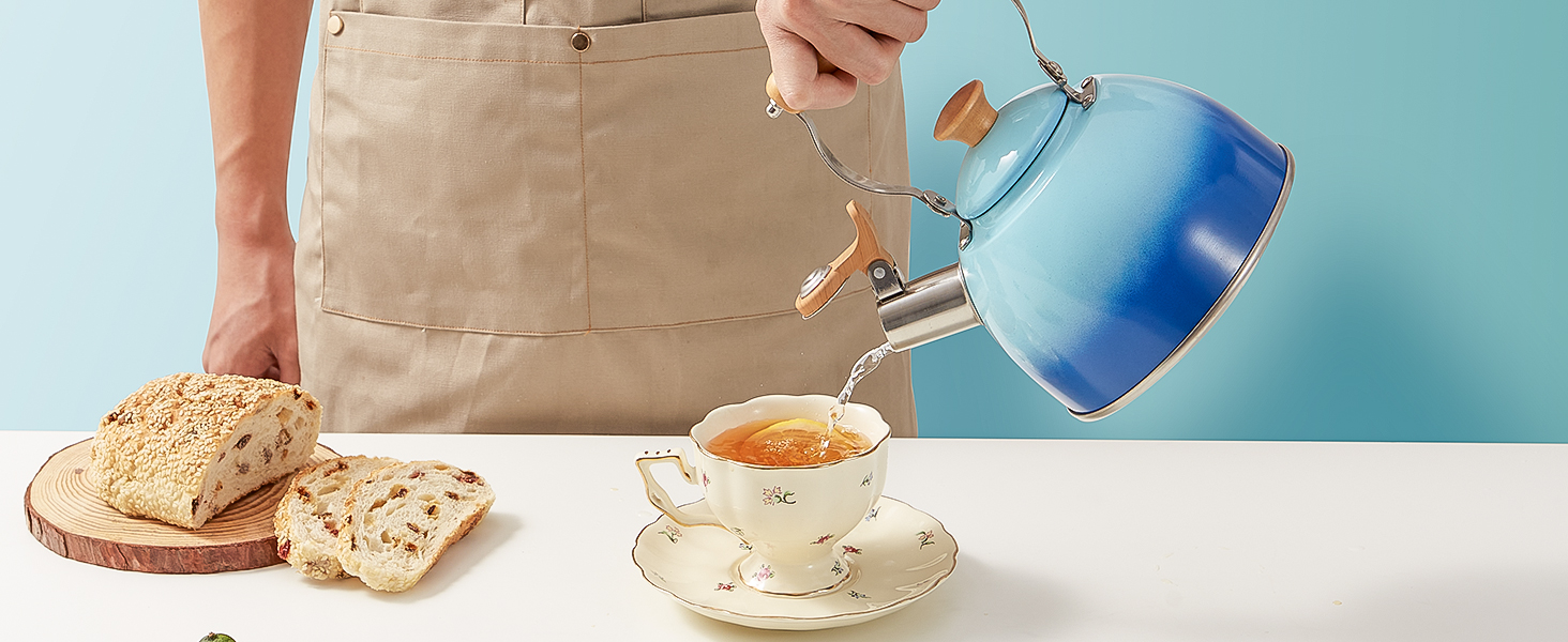 blue tea kettle