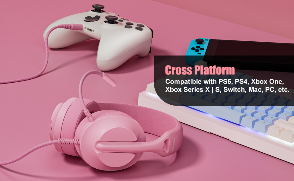 pink gaming headset cat ears