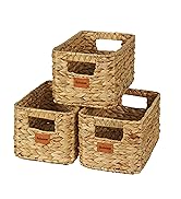 Bobovie Small Wicker Basket Set, Hyacinth, 12.2x7.9x6.8 Inches - Ideal for Compact O...