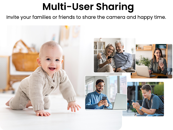 Multi-User Sharing Invite your families or friends to share the camera