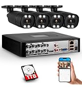 8CH H.265+ DVR and 4 x 1920TVL 2MP Home CCTV Cameras,Security Camera System Outdoor, Smart face C...