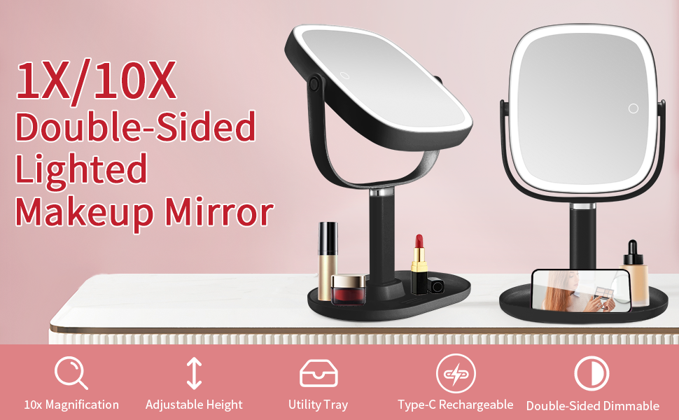 lighted makeup mirror with magnification