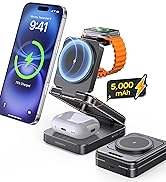 RORRY 3 in 1 Charging Station for Apple, 5000mAh Foldable Portable Charger Power Bank for Magsafe...