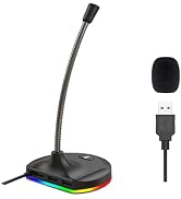 Blapsuro USB Microphone,Desktop Computer Mic with Mute Button and RGB Lighting,Plug&amp;Play Condense...