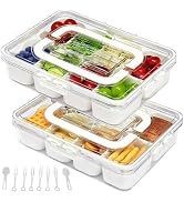 VINGVO Snackle Box, 2Pack Divided Serving Tray with Lid and Handle, 8 Compartment Portable Travel...