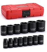 CASOMAN 14 Pieces 1/2-Inch Drive Shallow Impact Socket Set, Metric, 6-Point, 11mm to 32mm