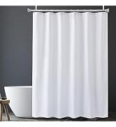 Amazer White Shower Liner Cloth Waterproof, Soft White Shower Curtain Liner Fabric with Weighted ...