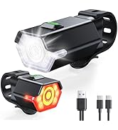 Zewdov Bike Lights, 3+6 Modes Bike Lights for Night Riding with Side Warning Light, Rechargeable ...