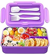 DaCool Lunch Box Kids Bento Box 7.5 Cups with 4-Compartment Leakproof BPA Free Toddler Girls Lunc...