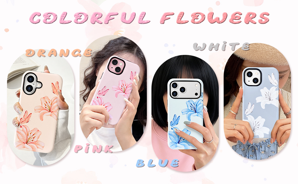 lily flowers case with glossy hybrid 2 layers back