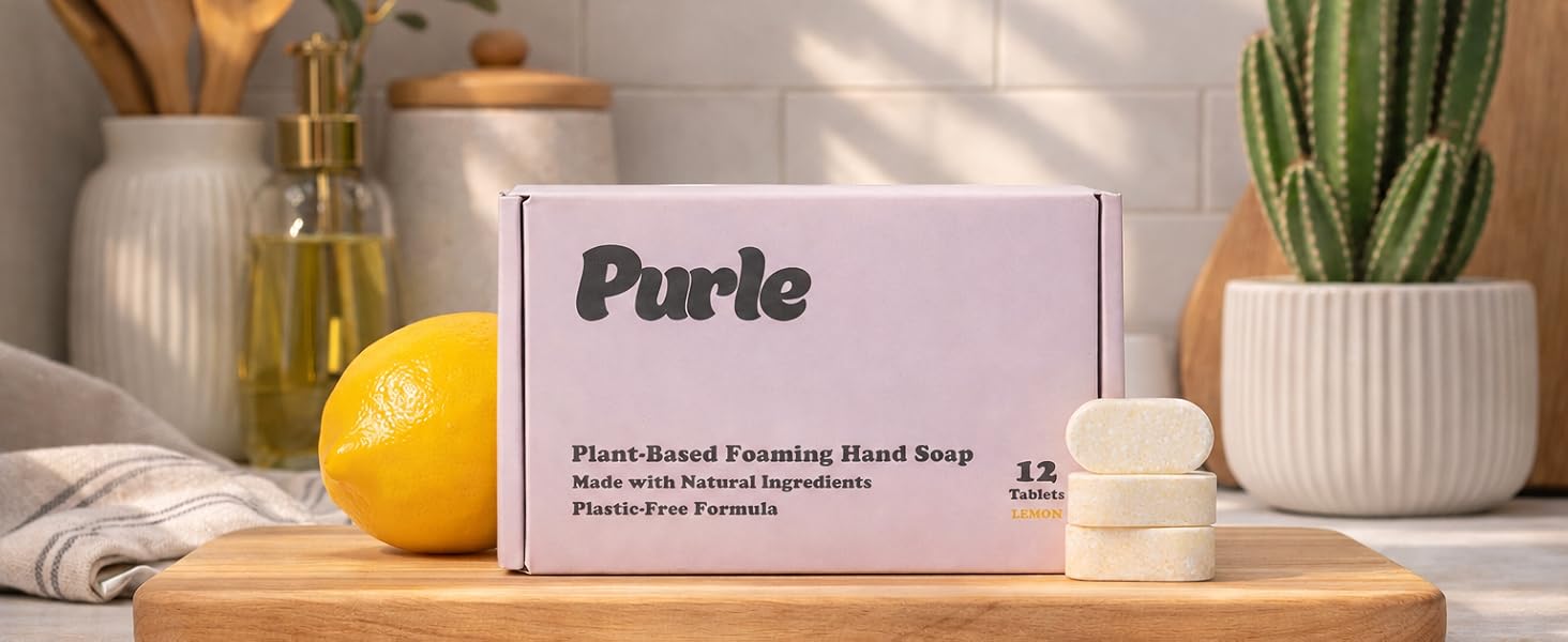 hand soap tablets by Purle, plant based formula, zero wate packaging