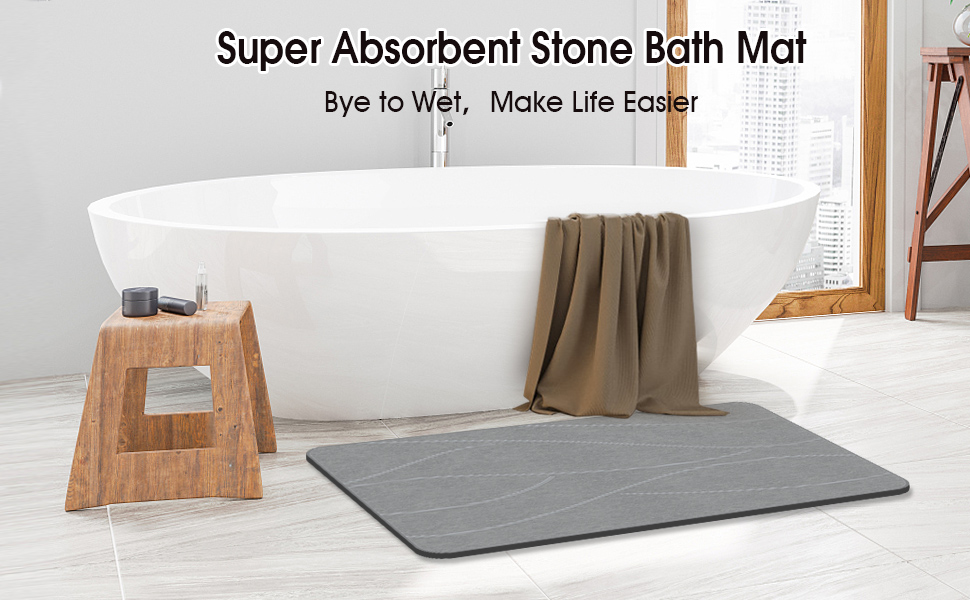Super absorbent stone bath mat for bathroom