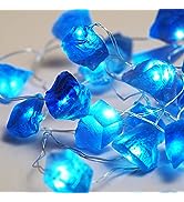 BOHON Natural Blue Fluorite String Lights Indoor 10ft 30 LEDs Fairy Lights Battery Powered with R...
