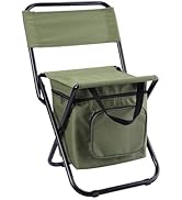Huazzzyi Foldable Fishing Chair with Cooler Bag, Compact Fishing Stool, Portable Backrest Stool w...
