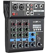 Aveek Audio Mixer 4 Channel Sound Board Mixing Console with Digital USB Bluetooth MP3 Computer In...