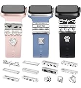JR.DM 13 Pieces Sliver Watch Band Charms with 10-Pcs Decorative Rings Loops &amp; 3-Pcs Decoration, C...