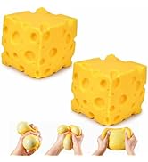 Cheese Squishy Slow Rising, Squishy Cheese Block Fidget Toys for Adults Teens, Fake Food Squishys...