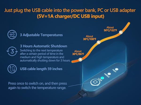 3 Adjustable Heating Settings