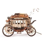 ROBOTIME Stagecoach Wooden Music Box Puzzle AMKA1, Valentines Day Gift 3D Wooden Puzzles for Adul...