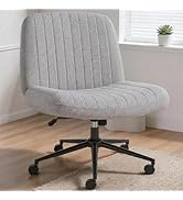 Shintenchi Criss Cross Chair,Cross Legged Office Seat with Wheels Armless Swivel Vanity Chair,Hei...
