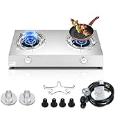 Horynar Propane Stove 2 Burner Auto Ignition Propane Burner 26000 BTU Dual Burner Propane Gas Sto...
