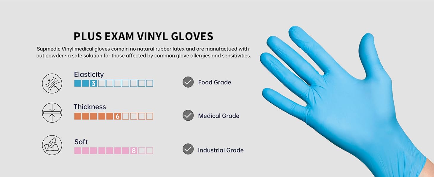 Supmedic plus exam vinyl gloves
