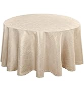 Hiasan Round Linen Tablecloth 108 Inch - Wrinkle and Stain Resistant Washable Polyester Fabric Ta...