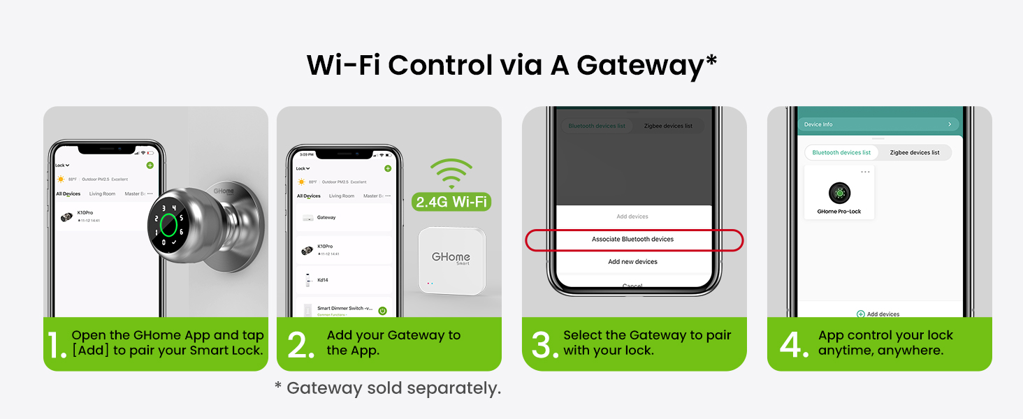 ghome smart door lock for front door secure door knob easy to install