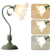 Flower Table Lamp,Vintage Lily of The Valley Flower Lamps Flower Night Light LED Reading Light wi...