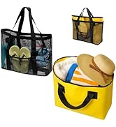 KOKKOYA 2 in 1 Large Beach Bag Tote Waterproof Sandproof with Mesh Pocket for Women Men Beach Swi...