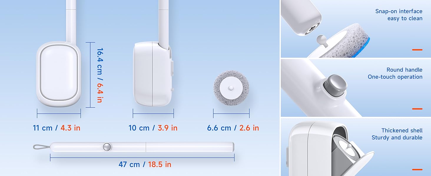 Disposable toilet brush product size