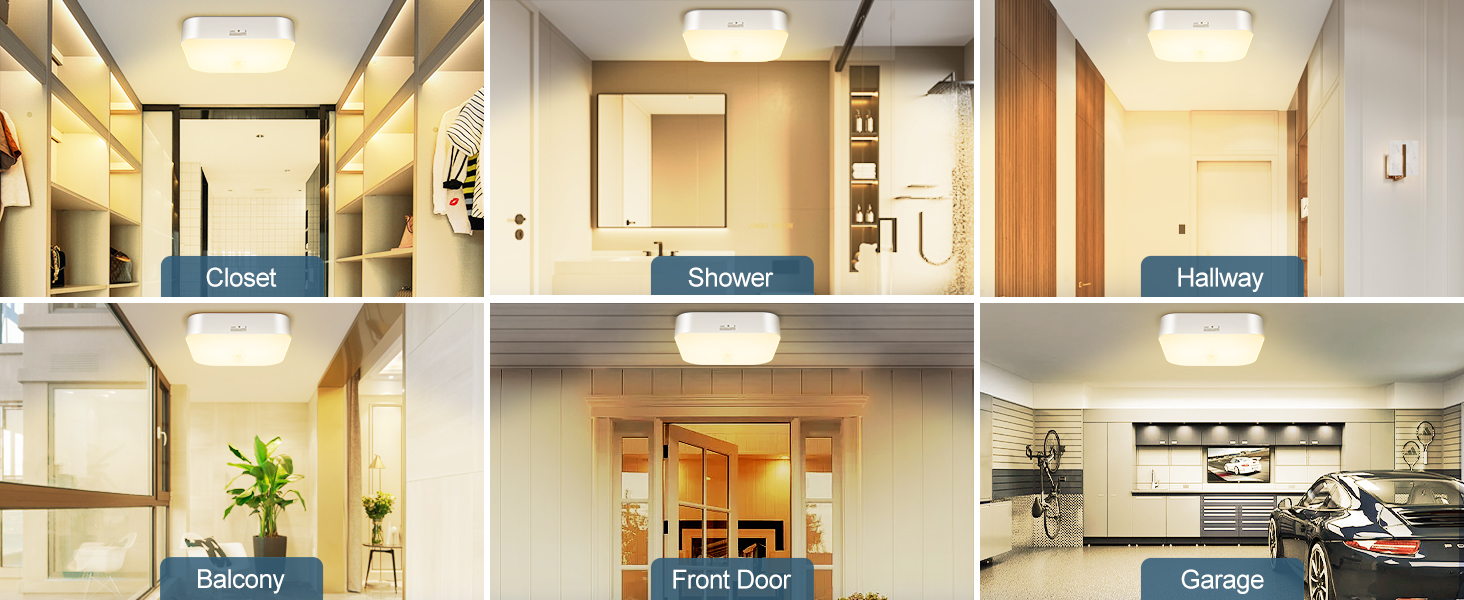 Shower Light Battery Operated Motion Sensor Light for Closet Garage Pantry, 3000K Warm Soft Light