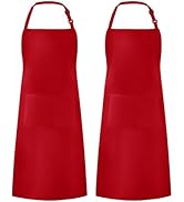 Syntus 2 Pack Adjustable Bib Apron Waterdrop Resistant with 2 Pockets Cooking Kitchen Aprons for ...