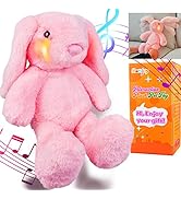 Pink Musical Bunny Colorful Light Up Singing Animated Stuffed Animal Plush Easter Rabbit Toy, Hug...